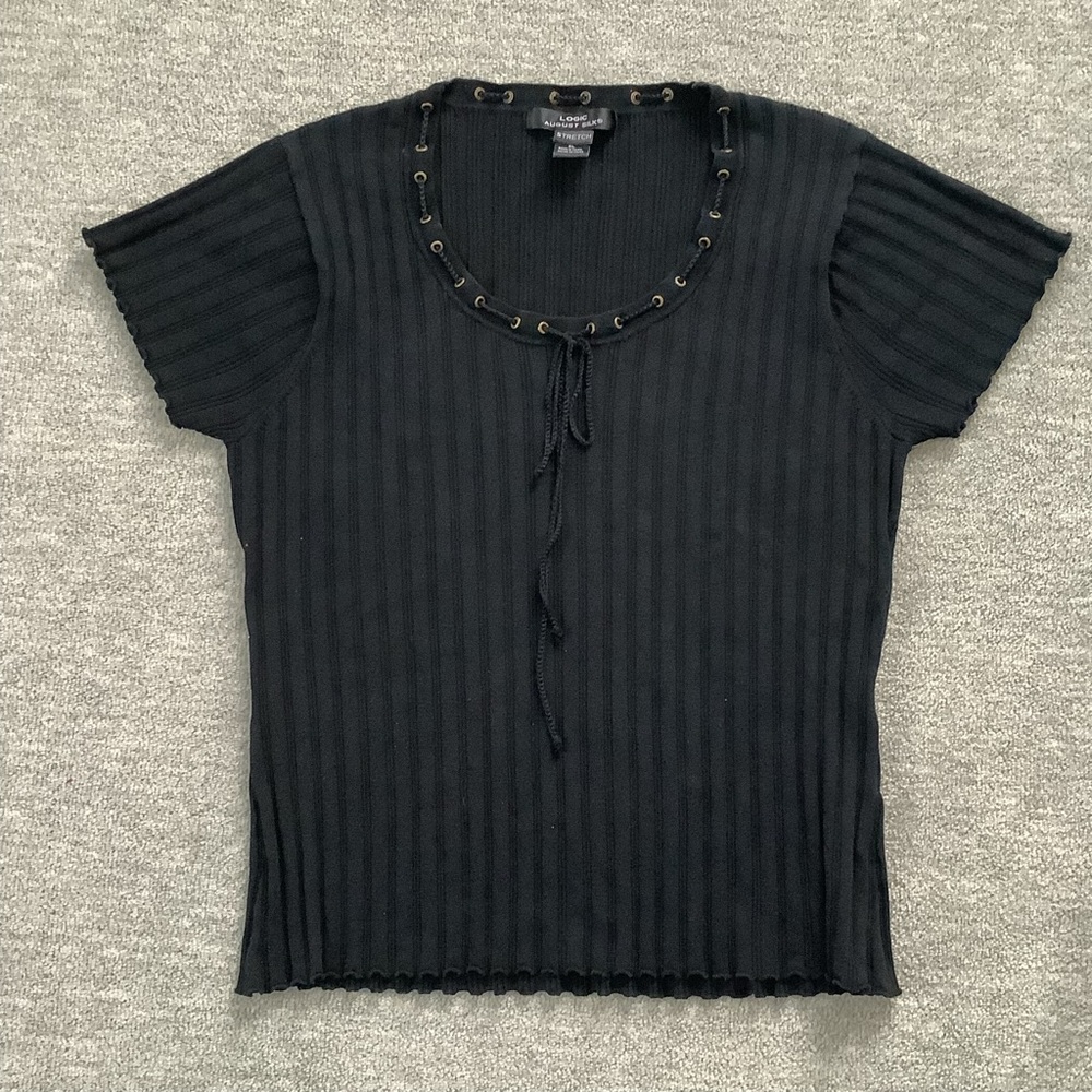 August Silk Logic Black Silk Blend Top Sz. XL